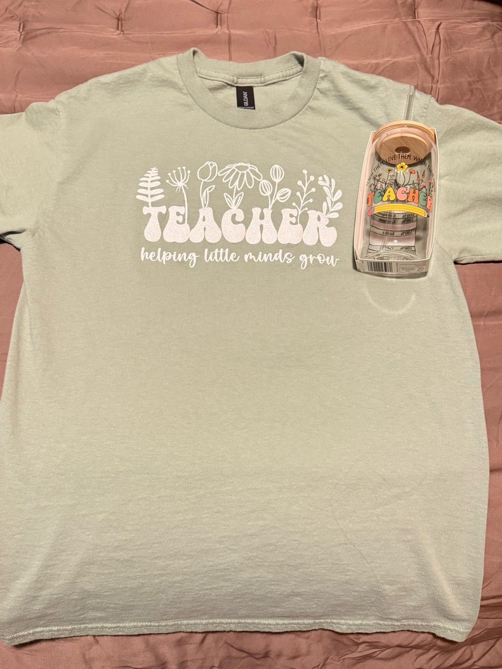 Teacher Graphic Tee + Glass Bottle